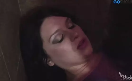 Milf performs oral in the bathroom